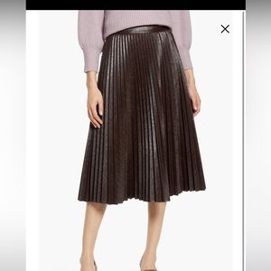 Halogen x Atlantic Pacific Pleated Croc Faux Leather Skirt